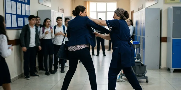 Orta məktəbdə dava: Xadimə direktora hücum etdi