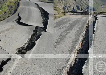 Qubada yer yarıldı, 10 kəndlə əlaqə kəsildi - VİDEO