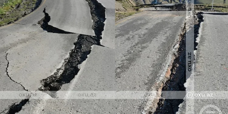 Qubada yer yarıldı, 10 kəndlə əlaqə kəsildi - VİDEO