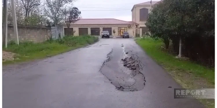 Cəlilabadda yolun çökən hissəsi təmir ediləcək - FOTOLAR