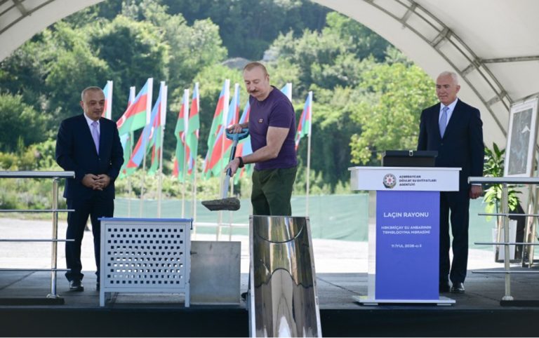 Prezident “Həkəriçay” su anbarının təməlini qoydu – FOTOLAR